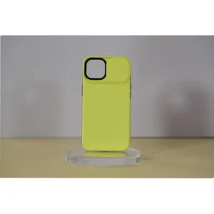 iPhone 14 Pro tok, TPU+PC csúsztatható kameravédő, Sárga