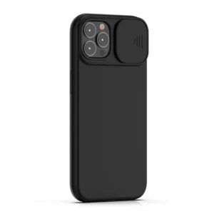 Apple iPhone 14 Pro Max tok, TPU+PC csúszkás kameravédő, Fekete