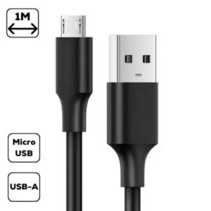 USB-A - Micro USB adatkábel, 1m, 3A gyorstöltés, Fekete