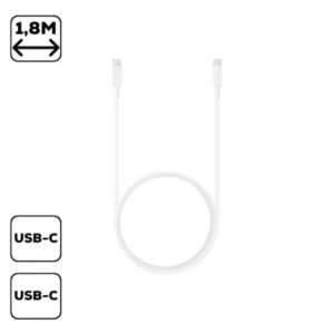 Samsung EP-DX510JWEG USB-C–USB-C kábel, 1,8 m, 5A, Fehér