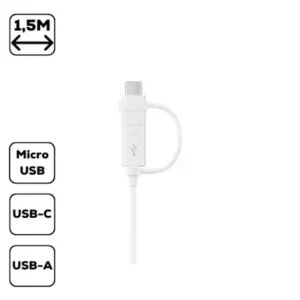 Samsung EP-DG930DWEG 2 az 1-ben USB-A Micro és USB-C kábel, 1,5 m, Fehér