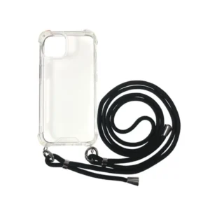 iPhone 14 Plus tok, TPU+PC ütésálló, nyakba akasztható, Fekete