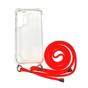 Sam A14 5G/4G TPU+PC átlátszó tok, nyakpánttal, Narancssárga