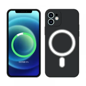 Apple iPhone 13 Pro Max, mágneses szilikon tok, Fekete