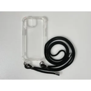 iPhone 15 Plus tok, TPU+PC, Nyakba akasztható, Fekete