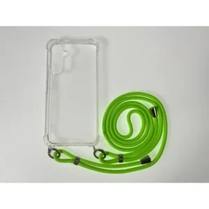 Sam A55 5G tok, TPU+PC áttetsző, Neonzöld zsinórral