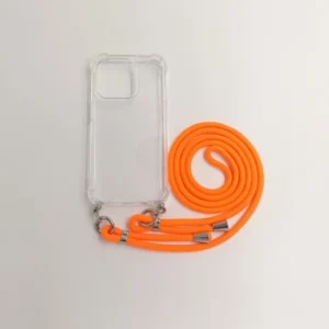 iPhone 14 Pro Max, TPU+PC átlátszó tok, Nyakba akasztható Narancssárga