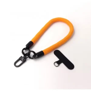 Szövet csuklópánt szilikon tokhoz, fém karabiner, Narancs
