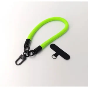 Szilikon tok csuklópánt, Puha szövet, Fém karabiner, Neonzöld