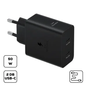 Sam hálózati duo tölt.kábellel, 50W PD USB-C, Fekete