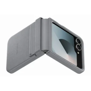 Samsung Flip 6 tok, Bőr hátlap, Szürke