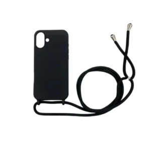 iPhone 16 Plus tok, TPU+PC nyakba akasztható, Fekete