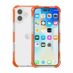 iPhone 16 Plus tok, ütésálló szilikon, Narancs