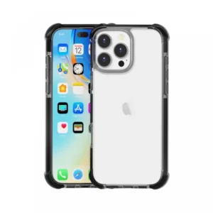 iPhone 16 Pro tok, ütésálló szilikon, Fekete
