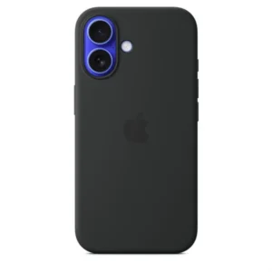 Apple iPhone 16 szilikontok, MagSafe-rögzítésű, újrahasznosított szilikon, Fekete
