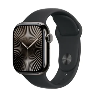 Apple Watch S10 Cellular 42mm okosóra, titántok, Fekete sport szíj M/L, Szürke