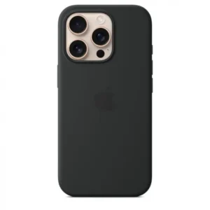 Apple iPhone 16 Pro MagSafe-rögzítésű szilikontok, Fekete