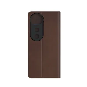 Vivo V40 5G tok, összecsukható, prémium műbőr, Barna (6200244)