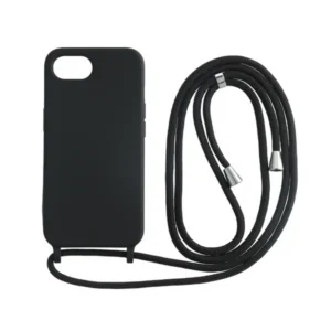Iphone 16e tok, TPU+PC, Nyakpánttal, Fekete