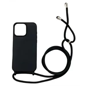 iPhone 16 Pro tok, TPU+PC, nyakba akasztható, Fekete