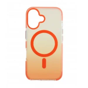 Iphone 16 tok, mágneses szilikon, Narancs-átlátszó