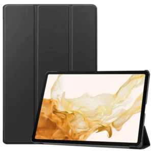 Samsung Tab S10 Plus /S9 Plus tablet tok, állvánnyal, velúr belső, Fekete