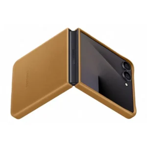 Samsung Flip7 bőrtok, vékony, vegán, Barna