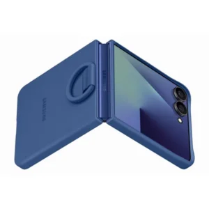 Galaxy Z Flip7 tok, szilikon, gyűrűvel, Kék