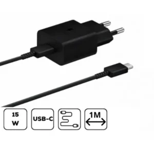 Samsung hálózati adapter kábellel, 15W gyorstöltés, Fekete