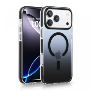 Apple iPhone 17 Pro Max tok, mágneses szilikon, Fekete-átlátszó