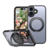 iPhone 17 mágneses 360° forgatható tok, kitámasztható, Fekete