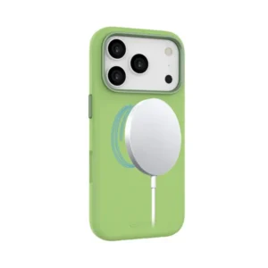 iPhone 17 Pro Max tok, mágneses puha szilikon, Neonzöld