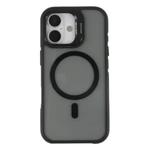 iPhone 17 tok, mágneses, kameránál kitámasztós, Fekete