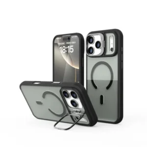 iPhone 17 Pro tok, mágneses kamerakitámasztó, Fekete