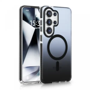 Samsung S26 Ultra tok, mágneses szilikon, Fekete-átlátszó