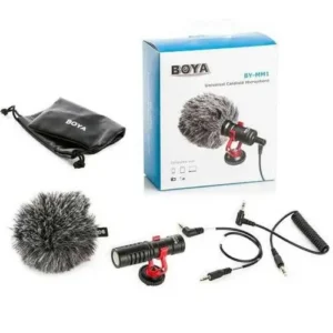 BOYA BY-MM1 kompakt kardioid mikrofon, 3,5 mm TRS/TRRS, Fekete