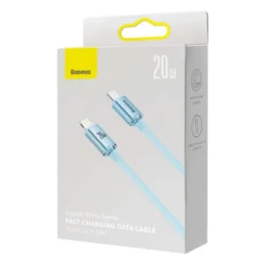 Baseus Crystal-Shine Lightning kábel, PD 20W, 1,2m, Világoskék (CAJY001303)