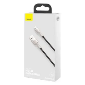 Baseus Lightning Cafule Series Metal adatkábel, 2.4A, 25 cm, Fekete