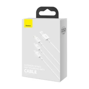 Baseus Cable Superior Series 3-in-1 kábel, 3,5 A, 1,5 m, Fehér (CAMLTYS-02)