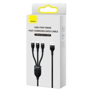 Baseus Universal-Flash-Series adatkábel 3-in-1, 100W, 1.2m, Fekete (CASS030001)