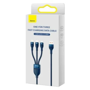Baseus CASS040003 kábel, Universal Cable Flash Series II 3-in-1, 66W, 480Mbps, Kék