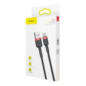 Baseus Cafule kábel Type-C, 3A, 0,5 m, Piros és Fekete (CATKLF-A91)