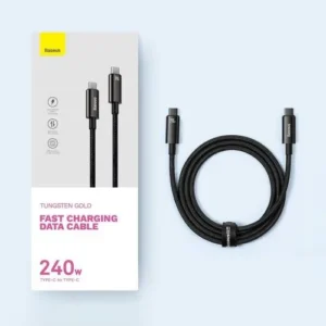 Baseus Type-C to Type-C Tungsten Gold Series Cable, 480 Mb/s, 240W, Fekete (CAWJ040201)