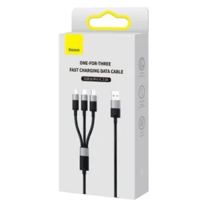 Baseus Universal Cable StarSpeed 3-in-1 Fast Charging Data Cable (USB to Micro + Lightning + Type-C) 3.5A 1.2m, Baseus StarSpeed kábel, 3,5A, 1,2 m, Fekete (CAXS000001)