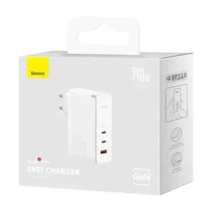 Baseus Travel Charger GaN5 Pro Fast falitöltő, 140W, 3 portos, Fehér (CCGP100202)