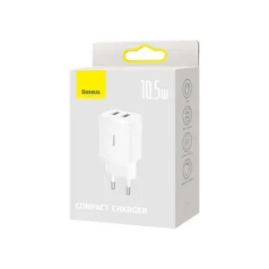 Baseus Travel Charger Compact wall Charger U+U, 10.5W, 2x USB, Fehér (CCXJ010202)