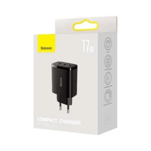 Baseus Travel Charger Compact, 3x USB Type-A, 17W, Fekete (CCXJ020101)