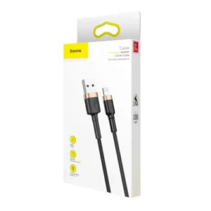 Baseus Lightning Cafule Cable, 2.4A, 1 m, Arany és Fekete (CALKLF-BV1)