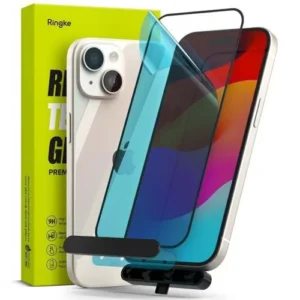 Ringke iPhone üvegfólia 15/16, 9H edzett üveg, Átlátszó (telepítő sablonnal)