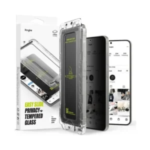 Ringke Galaxy S25 üvegfólia, 9H edzett üveg Privacy, Átlátszó (2 db, telepítő sablonnal)
